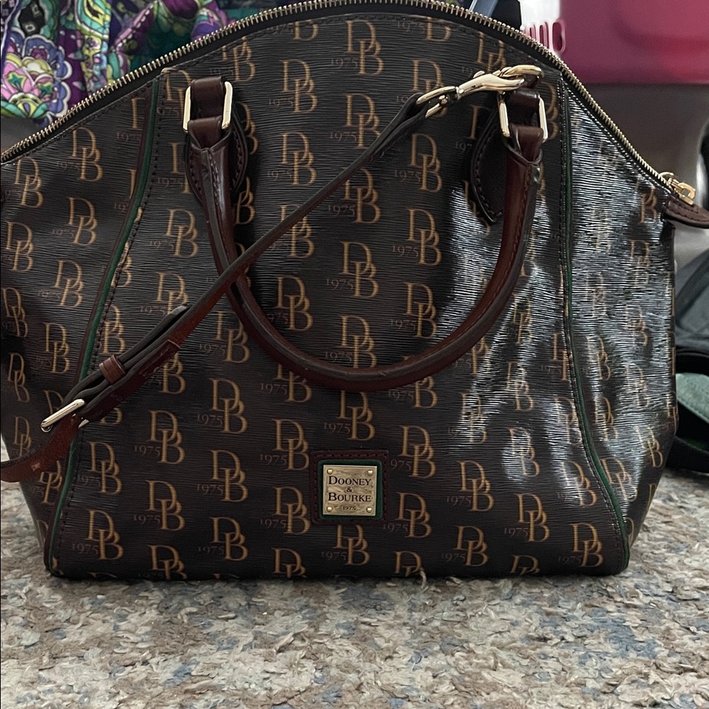 Dooney & Bourke Dark Brown Monogram Satchel